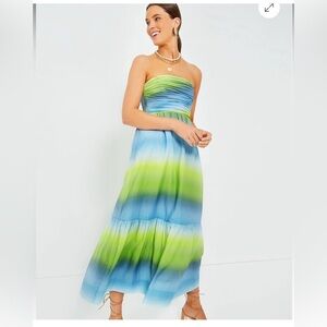 Chartreuse and Sky Ombre Kaia Dress- worn once from Tuckernuck